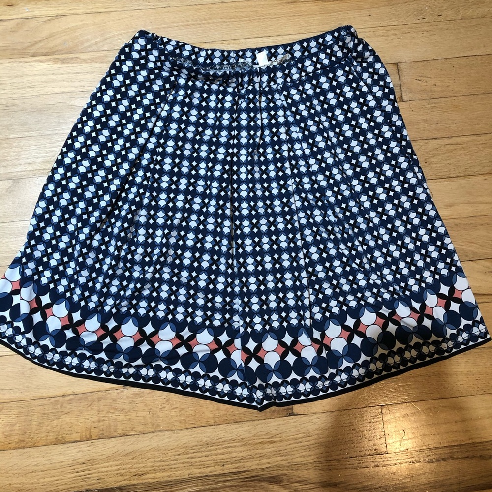Blue and white patterned skirt